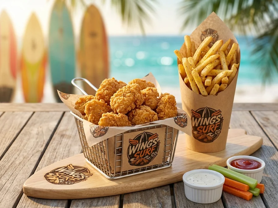 Boneless con papas a la francesa